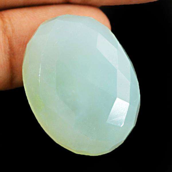 gemsmore:Amazing Natural Faceted Chalcedony Oval Shape Untreated Loose gemstone