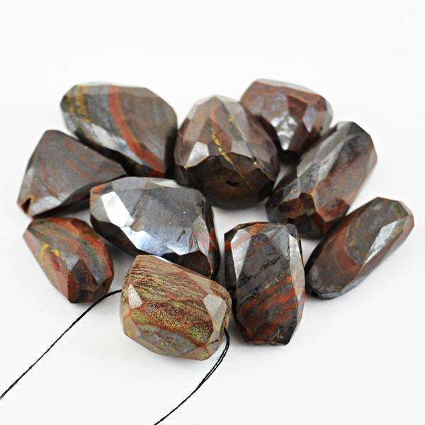 gemsmore:Amazing Natural Faceted Iron Tiger Eye Drilled Beads Lot