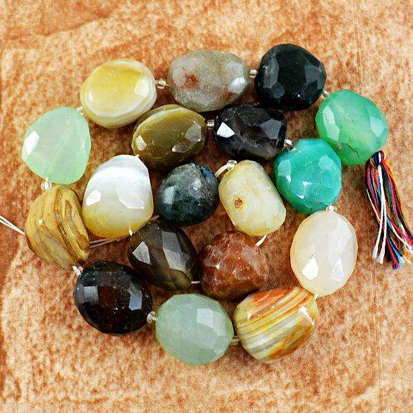 gemsmore:Amazing Natural Faceted Mix Gem Drilled Beads Strand