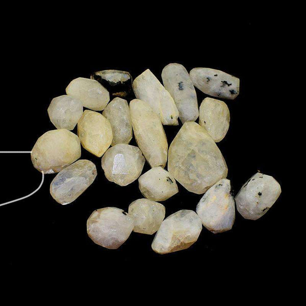 gemsmore:Amazing Natural Faceted Moonstone Drilled Beads Lot