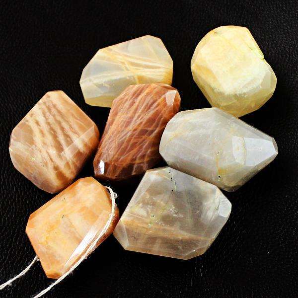 gemsmore:Amazing Natural Faceted Moonstone Drilled Beads Lot