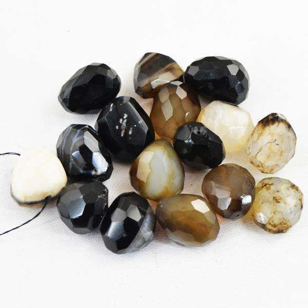 gemsmore:Amazing Natural Faceted Onyx Drilled Beads Lot