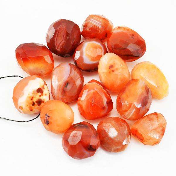gemsmore:Amazing Natural Faceted Orange Onyx Drilled Beads Lot