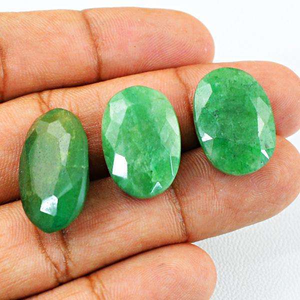 gemsmore:Amazing Natural Faceted Oval Shape Green Emerald Loose Gemstone Lot