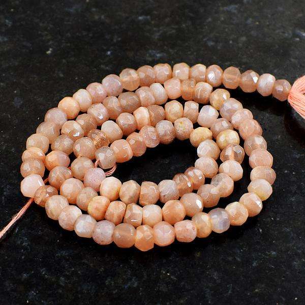gemsmore:Amazing Natural Faceted Peach Moonstone Drilled Beads Strand