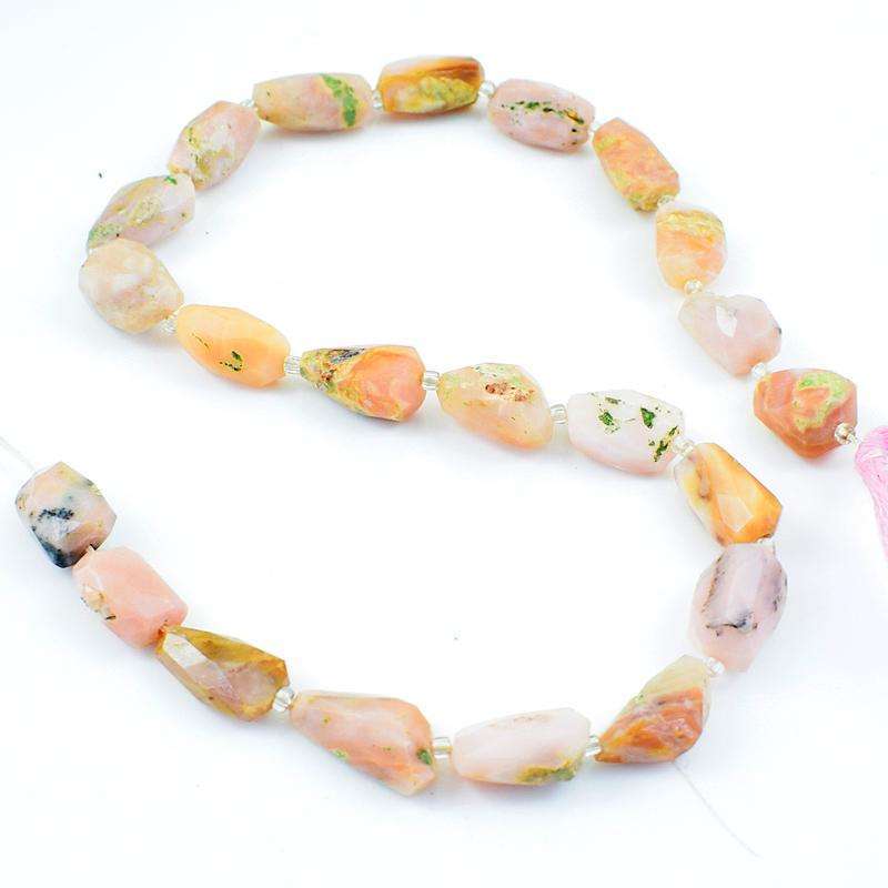 gemsmore:Amazing Natural Faceted Pink Australian Opal Drilled Beads Strand