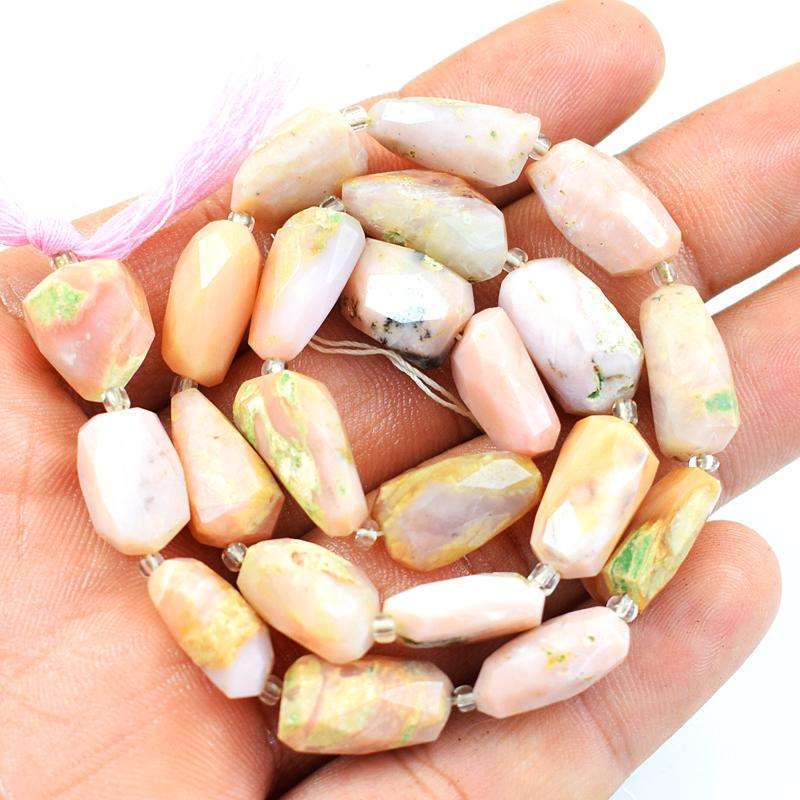 gemsmore:Amazing Natural Faceted Pink Australian Opal Drilled Beads Strand