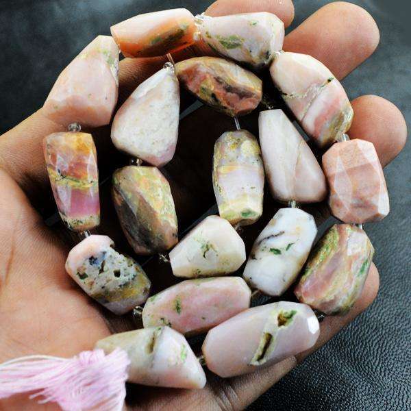 gemsmore:Amazing Natural Faceted Pink Australian Opal Drilled Beads Strand