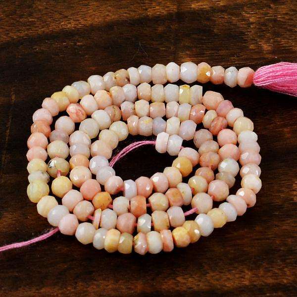 gemsmore:Amazing Natural Faceted Pink Australian Opal Round Shape Drilled Beads Strand