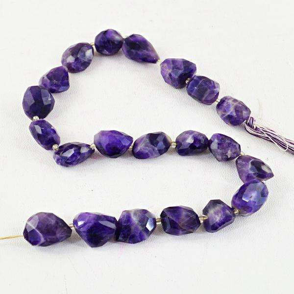 gemsmore:Amazing Natural Faceted Purple Amethyst Drilled Beads Strand