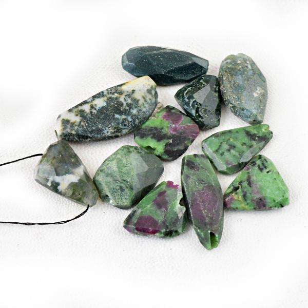 gemsmore:Amazing Natural Faceted Ruby Zoisite Drilled Beads Lot