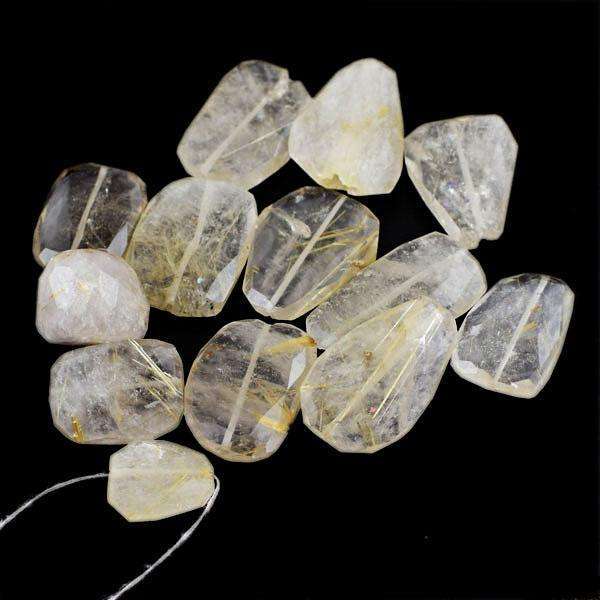gemsmore:Amazing Natural Faceted Rutile Quartz Drilled Beads Lot