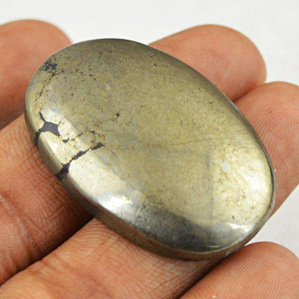 gemsmore:Amazing Natural Golden Pyrite Oval Shape Untreated Loose Gemstone