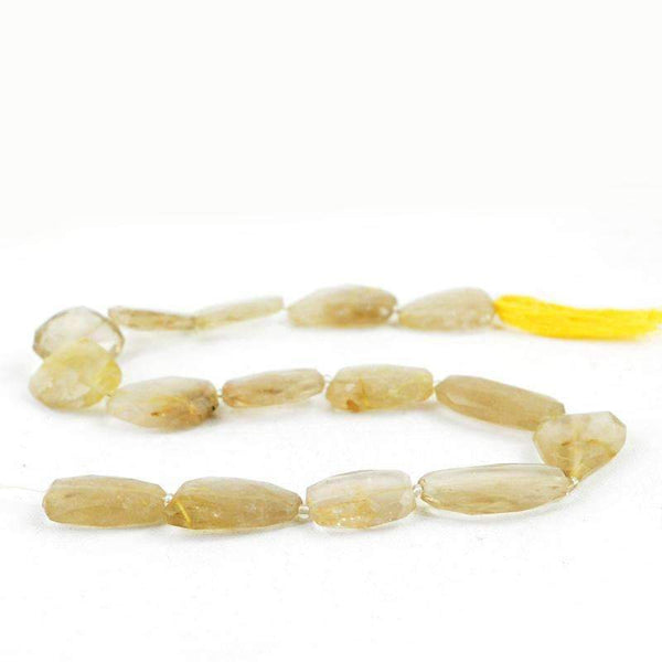gemsmore:Amazing Natural Golden Rutile Quartz Beads Strand - Faceted Drilled