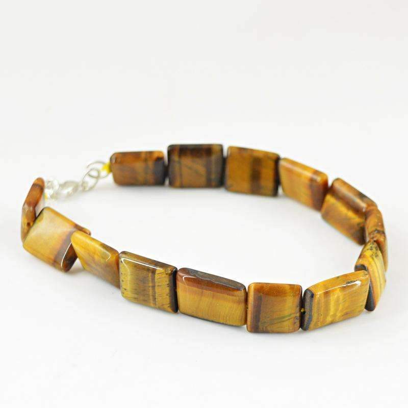 gemsmore:Amazing Natural Golden Tiger Eye Beads Bracelet