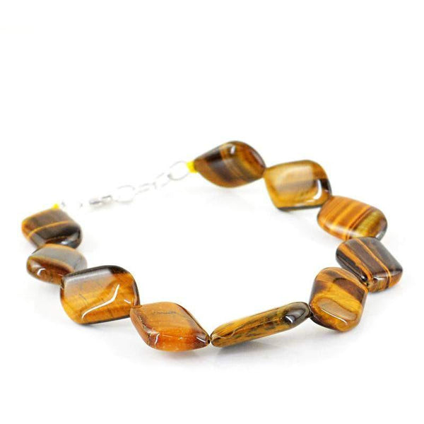 gemsmore:Amazing Natural Golden Tiger Eye Bracelet Untreated Beads