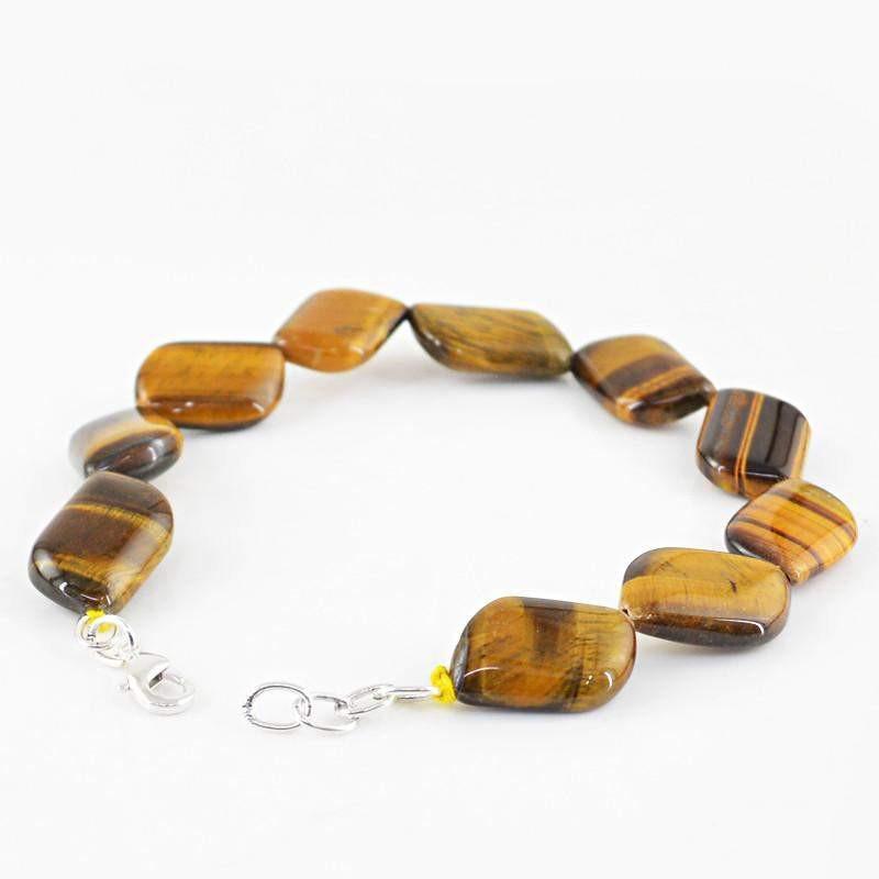 gemsmore:Amazing Natural Golden Tiger Eye Bracelet Untreated Beads