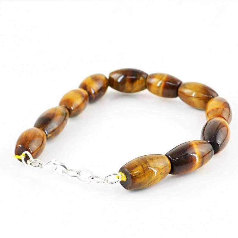 gemsmore:Amazing Natural Golden Tiger Eye Bracelet Untreated Beads