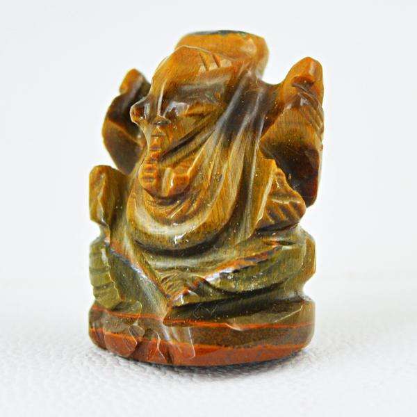 gemsmore:Amazing Natural Golden Tiger Eye Carved Ganesha Gemstone