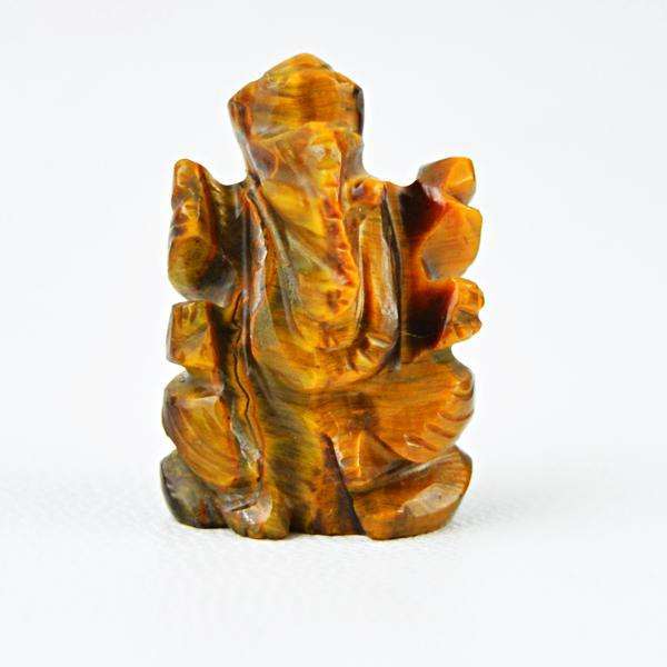 gemsmore:Amazing Natural Golden Tiger Eye Carved Ganesha Gemstone