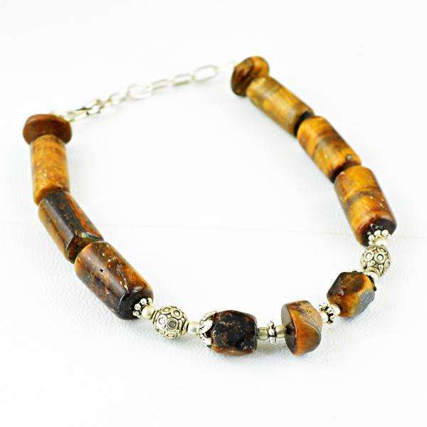 gemsmore:Amazing Natural Golden Tiger Eye Drilled Beads Bracelet