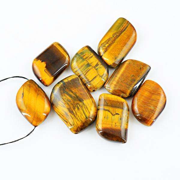 gemsmore:Amazing Natural Golden Tiger Eye Drilled Beads Lot