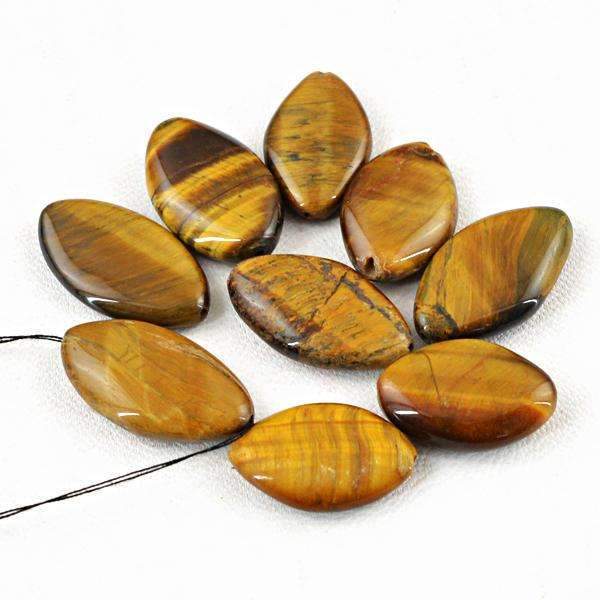 gemsmore:Amazing Natural Golden Tiger Eye Drilled Beads Lot
