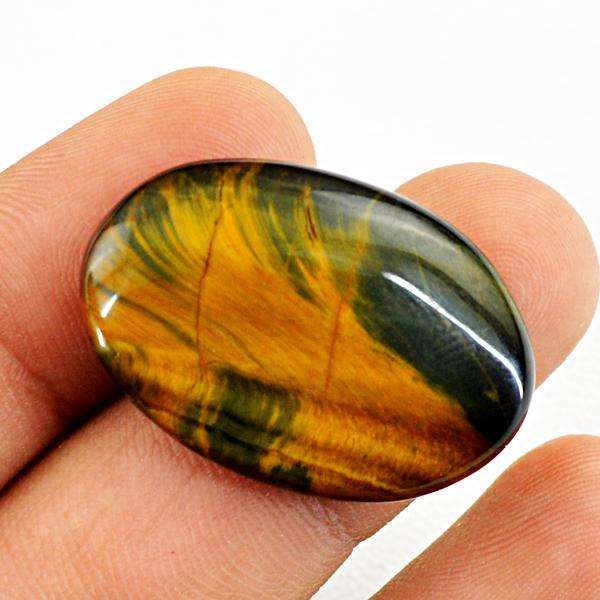 gemsmore:Amazing Natural Golden Tiger Eye Oval Shape Loose Gemstone