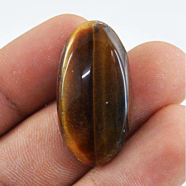 gemsmore:Amazing Natural Golden Tiger Eye Oval Shape Loose Gemstone