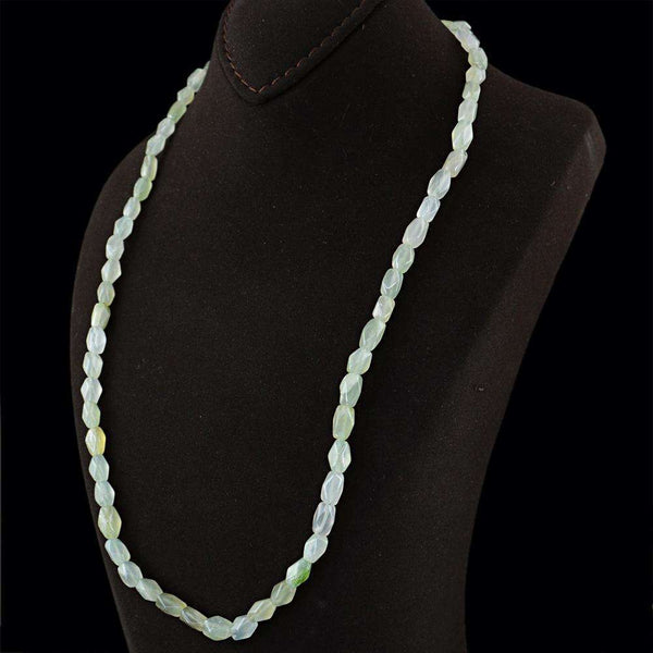 gemsmore:Amazing Natural Green Aquamarine Necklace - 20 Inches Long Faceted Beads