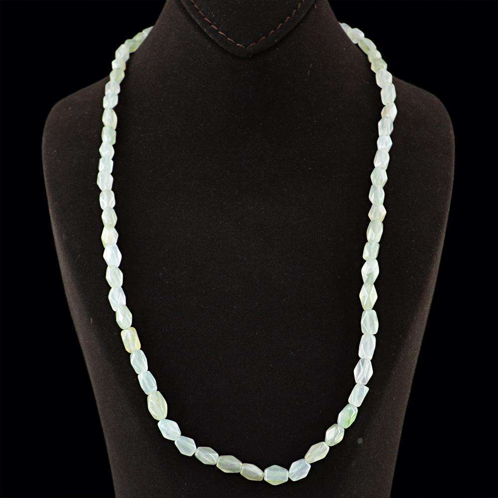 gemsmore:Amazing Natural Green Aquamarine Necklace - 20 Inches Long Faceted Beads
