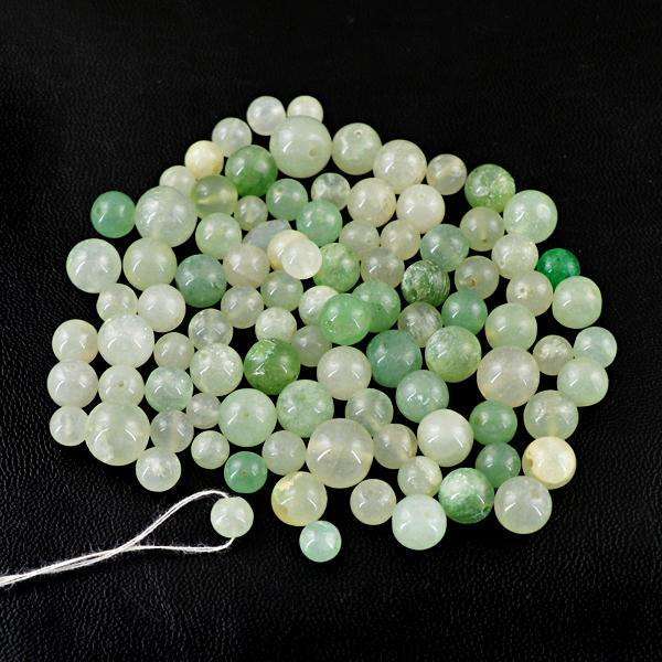 gemsmore:Amazing Natural Green Aventurine Round Shape Drilled Beads Lot