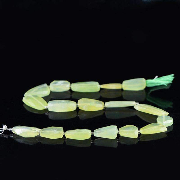 gemsmore:Amazing Natural Green Chalcedony Beads Strand - Faceted Drilled