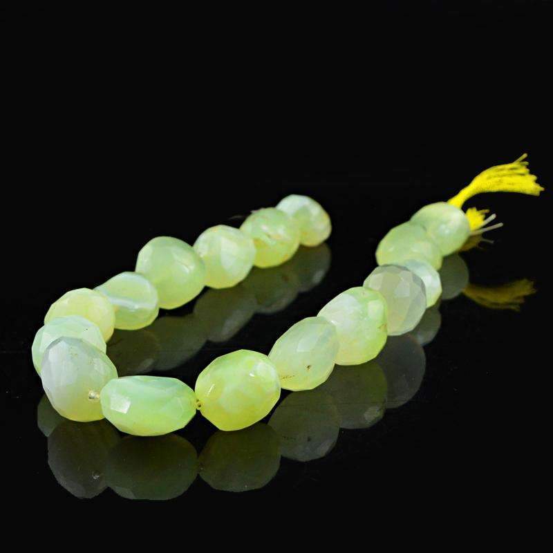 gemsmore:Amazing Natural Green Chalcedony Beads Strand Faceted Drilled