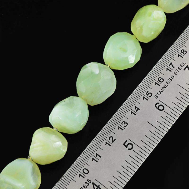 gemsmore:Amazing Natural Green Chalcedony Beads Strand Faceted Drilled
