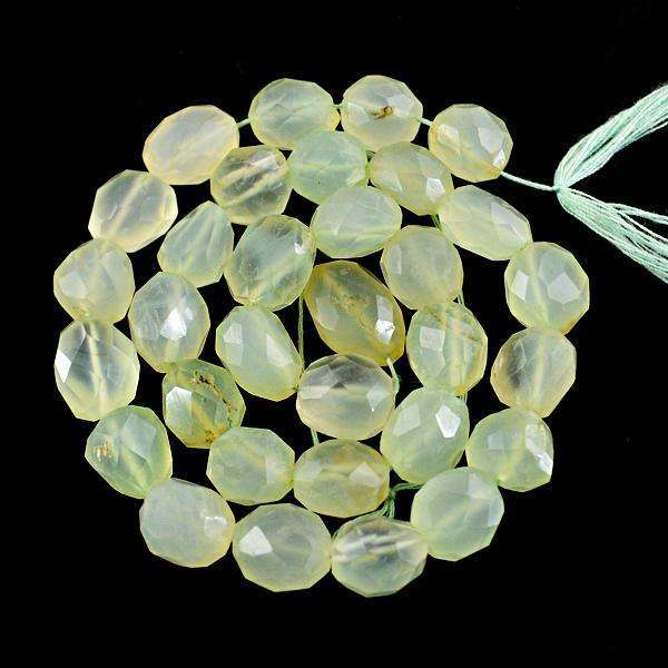 gemsmore:Amazing Natural Green Chalcedony Faceted Drilled Beads Strand