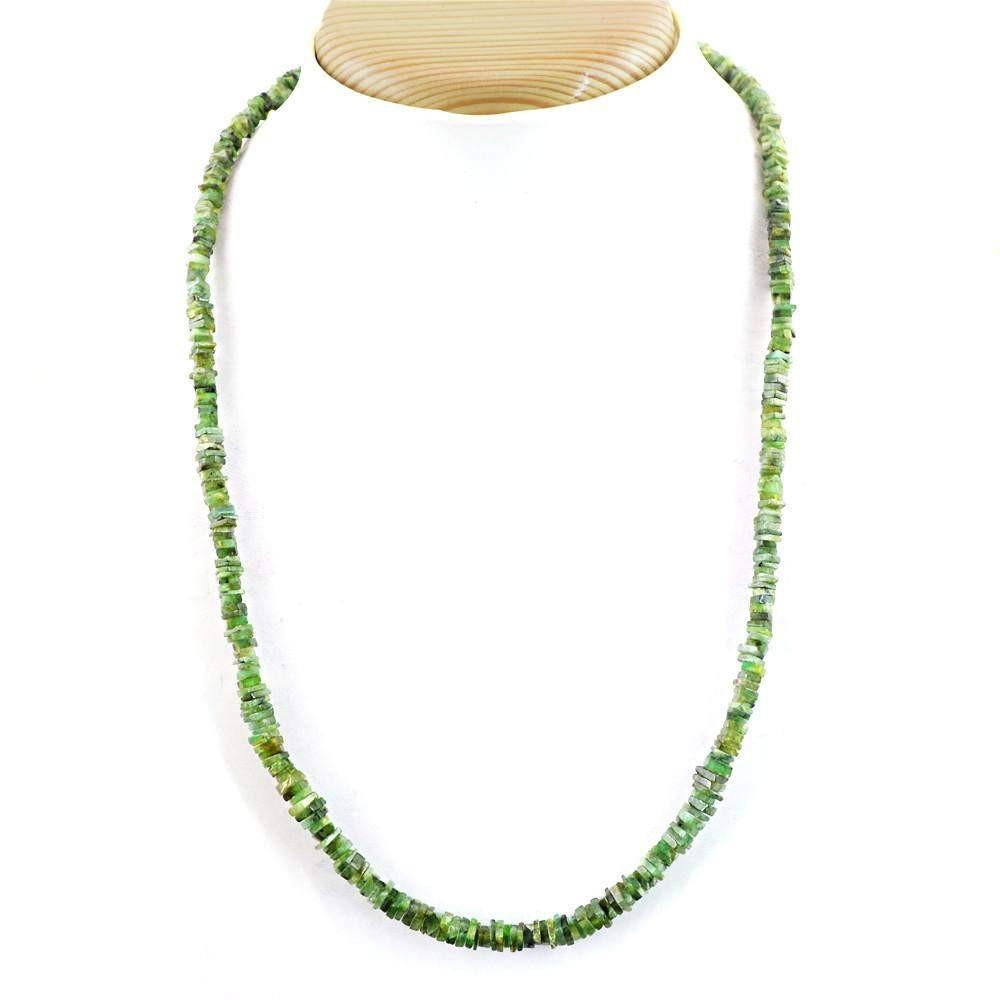gemsmore:Amazing Natural Green Emerald Necklace Untreated Beads