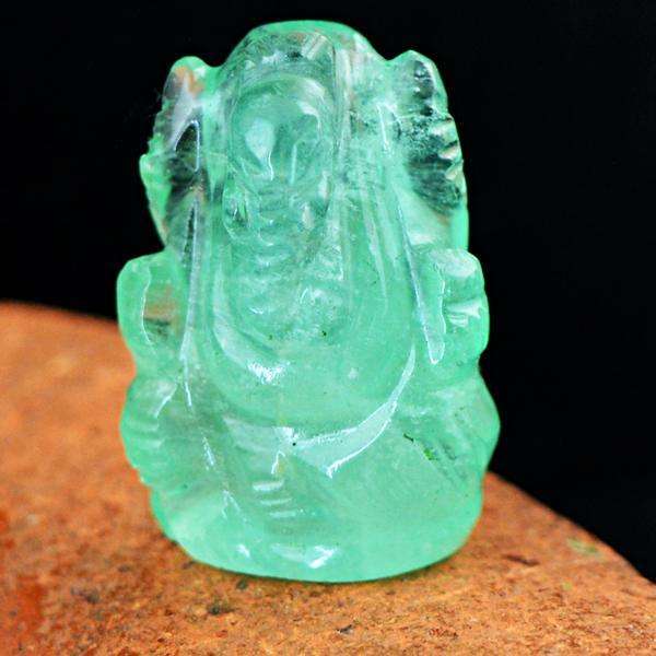 gemsmore:Amazing Natural Green Fluorite Carved Ganesha Gemstone