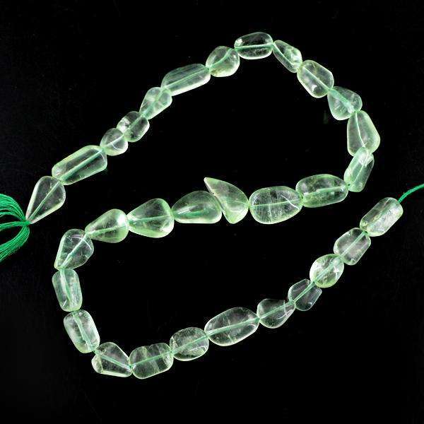 gemsmore:Amazing Natural Green Fluorite Drilled Beads Strand