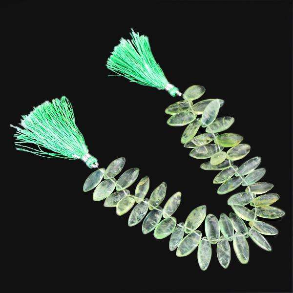 gemsmore:Amazing Natural Green Fluorite Drilled Beads Strand