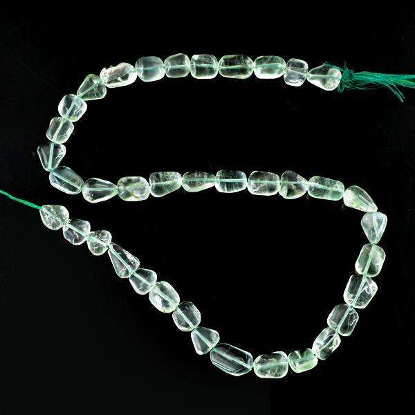 gemsmore:Amazing Natural Green Fluorite Drilled Beads Strand