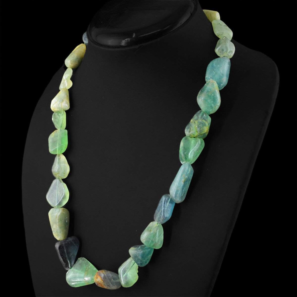 gemsmore:Amazing Natural Green Fluorite Necklace Unheated Beads