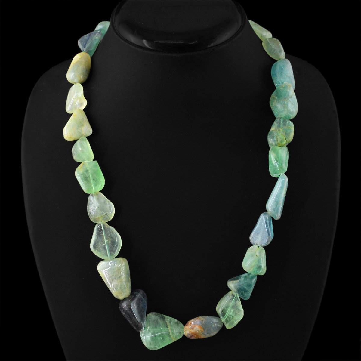 gemsmore:Amazing Natural Green Fluorite Necklace Unheated Beads
