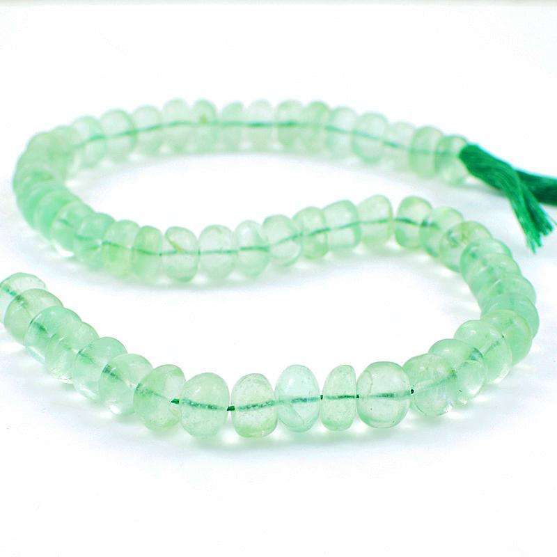 gemsmore:Amazing Natural Green Fluorite Round Shape Drilled Beads Strand