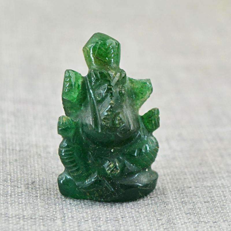 gemsmore:Amazing Natural Green Jade Hand Carved Ganesha Gemstone