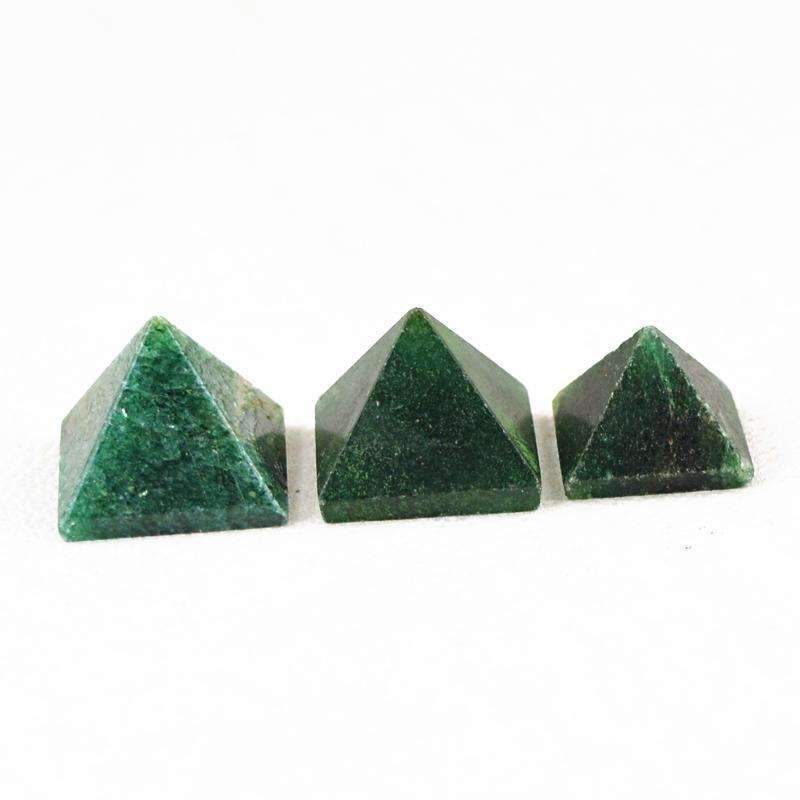 gemsmore:Amazing Natural Green Jade Healing Pyramid Gemstone Lot