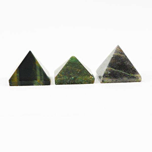 gemsmore:Amazing Natural Green Jade Healing Pyramid Lot