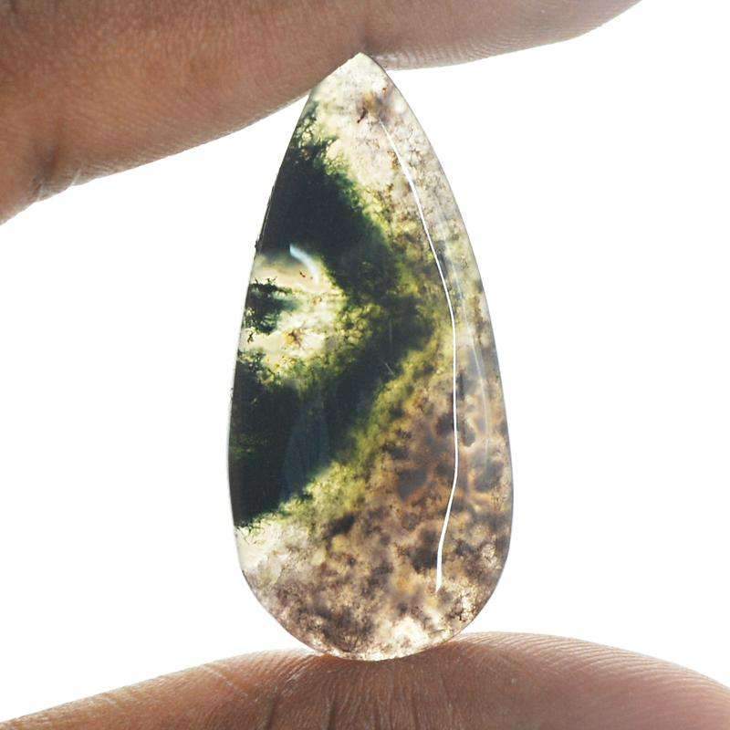 gemsmore:Amazing Natural Green Moss Agate Gemstone Pear Shape