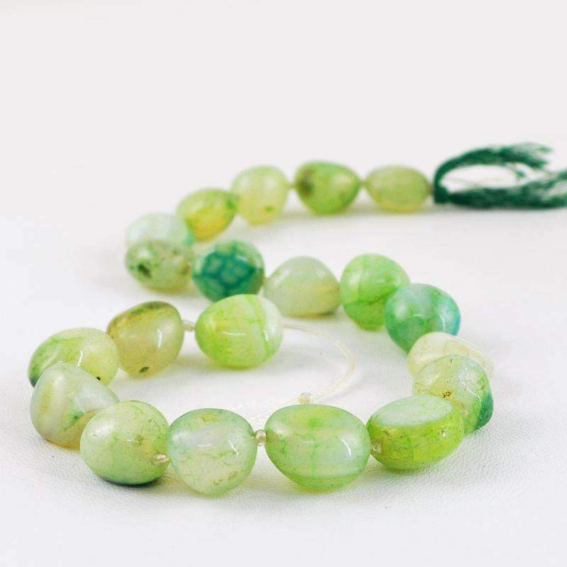gemsmore:Amazing Natural Green Onyx Beads Strand - Drilled