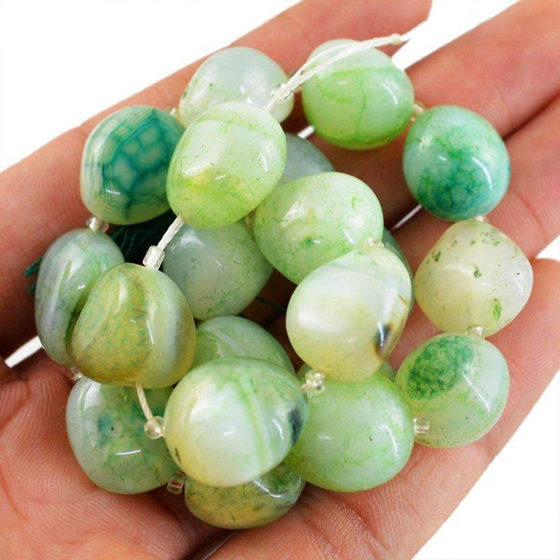 gemsmore:Amazing Natural Green Onyx Beads Strand - Drilled